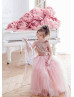 Rose Gold Sequin Pink Tulle Ruffled Flower Girl Dress